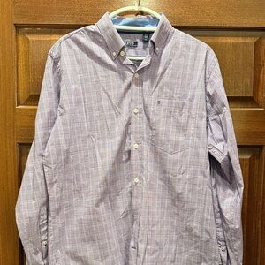 Izod Men's Casual Plaid Button-Down Shirt - Purple